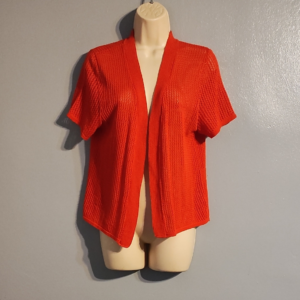 Kim Rogers Bold Red Knit Cardigan In A Size Large